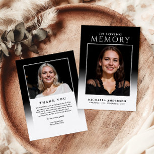 Elegant In Loving Memory 2-Photo Funeral/Memorial  Thank You Card
