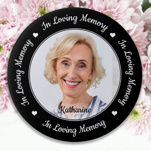 Elegant In Loving Memory Custom Photo Memorial 7.5 Cm Round Badge