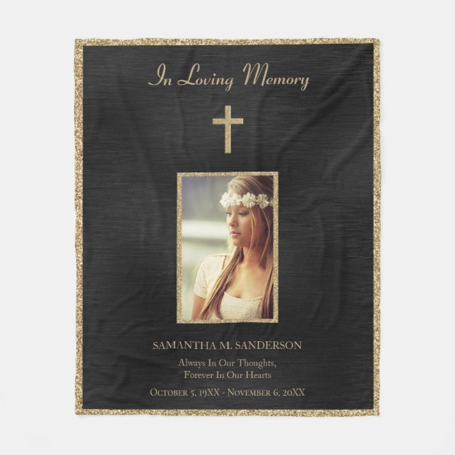 Elegant In Loving Memory Forever in Our Hearts Fleece Blanket (Front)