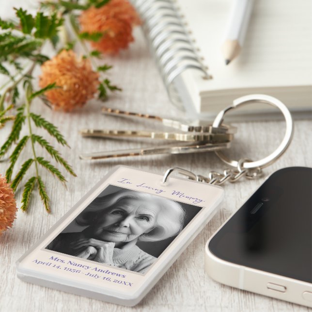 Elegant In Loving Memory  Funeral Memorial Key Ring (Front Right)
