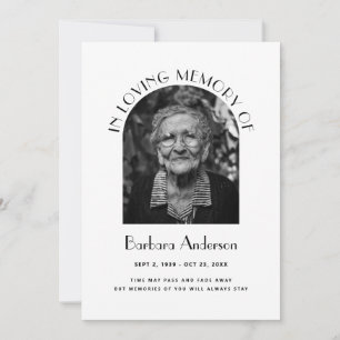 Elegant In Loving Memory Funeral Memorial Photo Invitation