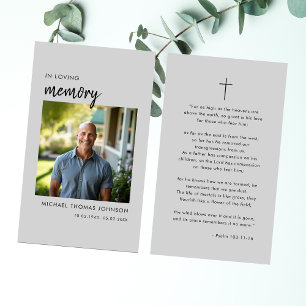 Elegant In Loving Memory Funeral Photo Prayer Card