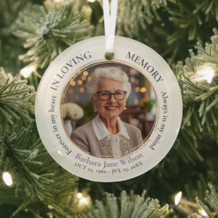 Elegant In Loving Memory Memorial Funeral Keepsake Glass Tree Decoration