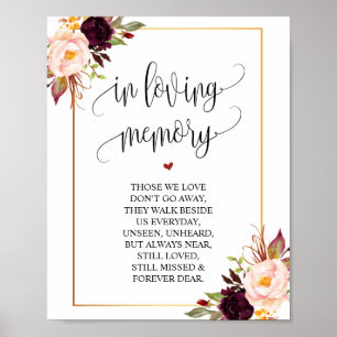 Elegant in loving memory Memorial Funeral Sign