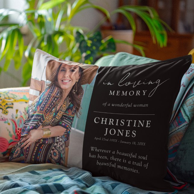 Elegant In Loving Memory Memorial Photo  Decorative Cushion (Creator Uploaded)