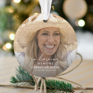 Elegant In Loving Memory Memorial Tribute Photo Ornament