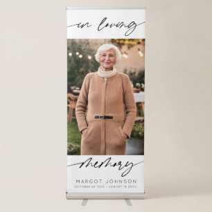Elegant In Loving Memory Modern Photo Memorial Retractable Banner