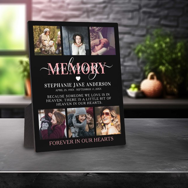 Elegant In Loving Memory Photo Collage Memorial Plaque (Creator Uploaded)