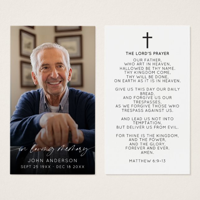 Elegant In Loving Memory Photo Funeral Prayer (Front & Back)