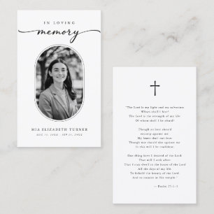 Elegant In Loving Memory Photo Funeral Prayer Card