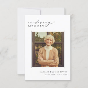Elegant In Loving Memory Photo Funeral Prayer Card