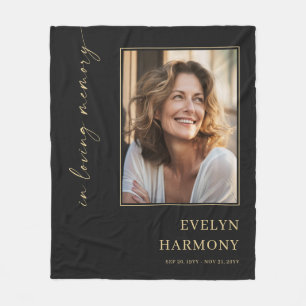 Elegant in Loving Memory Photo Memorial Fleece Blanket
