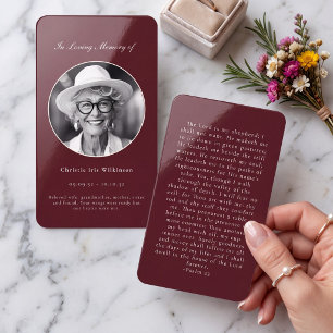 Elegant In Loving Memory Prayer Card