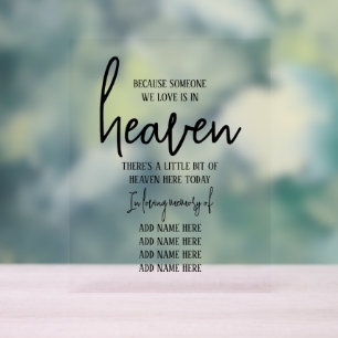 Elegant In Loving Memory Simple Wedding Acrylic Sign