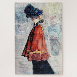 Elegant in red cape painting by Henry Somm Jigsaw Puzzle