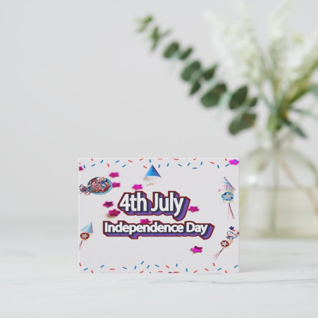 Elegant Independence Day Invitation Enclosure Card (Standing Front)