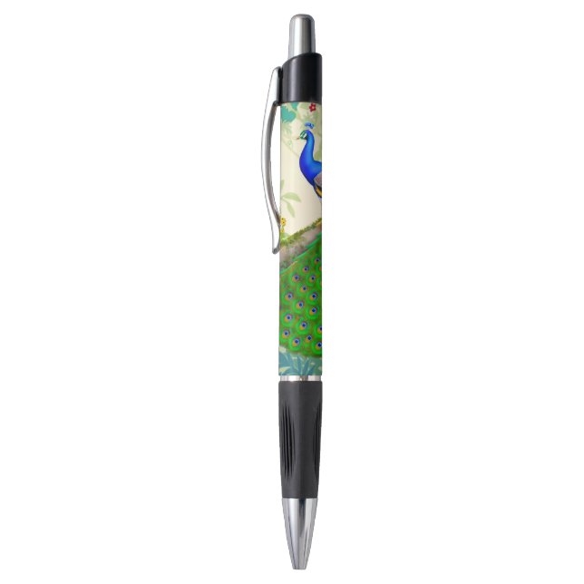 Elegant Indian Blue Peacock Pen (Top (Vertical))