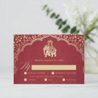 Elegant Indian Ganesha Wedding RSVP Card Gold