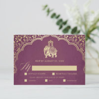 Elegant Indian Ganesha Wedding RSVP Card Gold