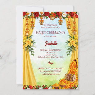 Elegant Indian Haldi Ceremony Wedding Invitation