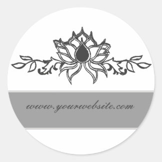 Elegant Indian Lotus Flower Drawing Classic Round Sticker