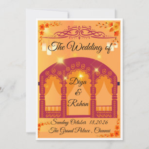 Elegant Indian Marigold Wedding Invitation Royal