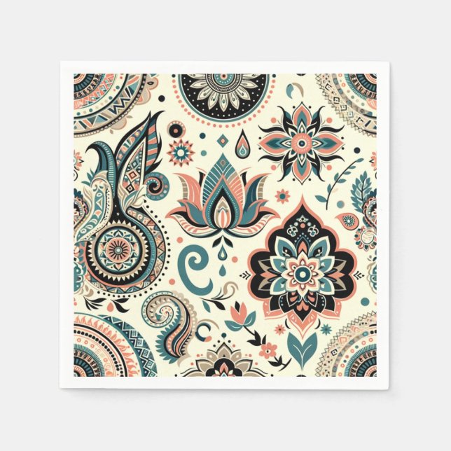 Elegant Indian Patterned Paper Napkins (Front)