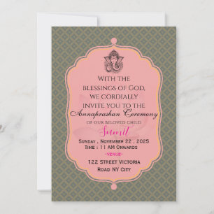 Elegant Indian Rice Feeding Ceremony Invitation