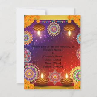 Elegant Indian Save the Date Postcard