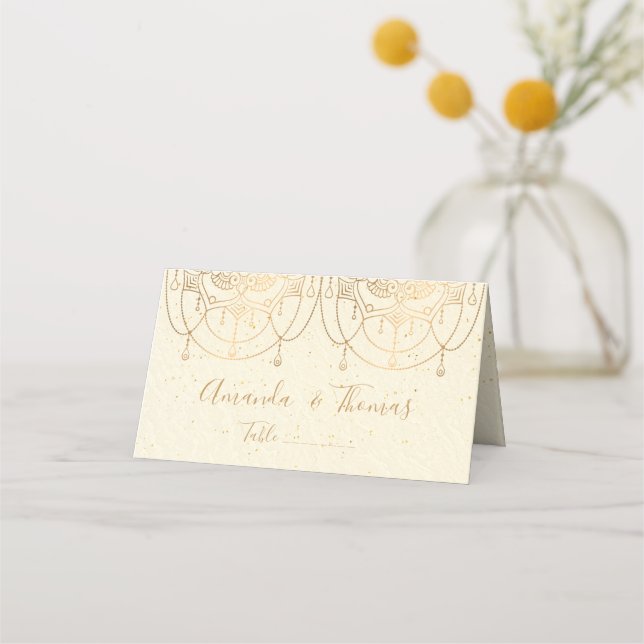 Elegant Indian Tradiational Design Wedding Place Card (Front)
