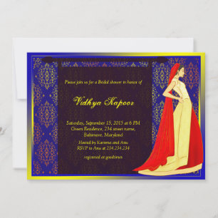 Elegant Indian Wedding Damask Bridal Shower Invite
