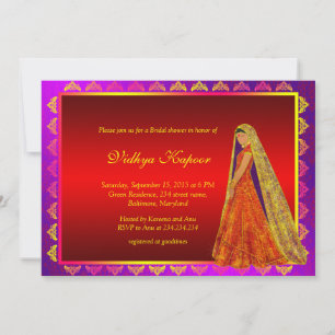 Elegant Indian Wedding Damask Bridal Shower Invite