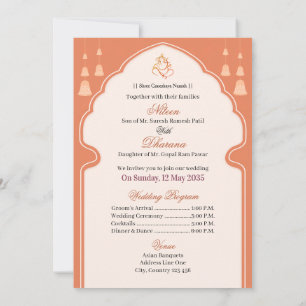 Elegant Indian Wedding Invitation Temple Arch