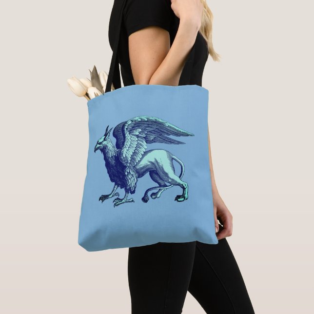 Elegant Indigo Blue Griffin - Legendary Beast Tote Bag (Close Up)