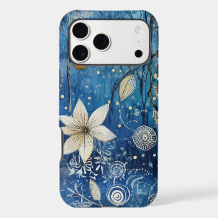 Elegant Indigo Blue Winter Botanical