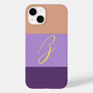 Elegant Indigo Colorblock Monogram Initial Letter Case-Mate iPhone 14 Case