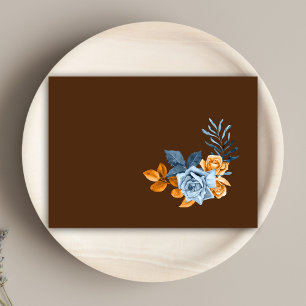 Elegant Indigo Rust Floral Boho Rustic Wedding Envelope