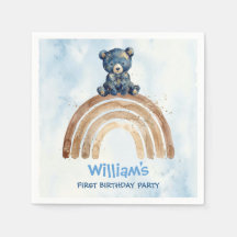 Elegant Indigo Watercolor Bear Rainbow