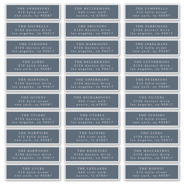 Elegant Individual Blue Guest Address Wedding (Front)