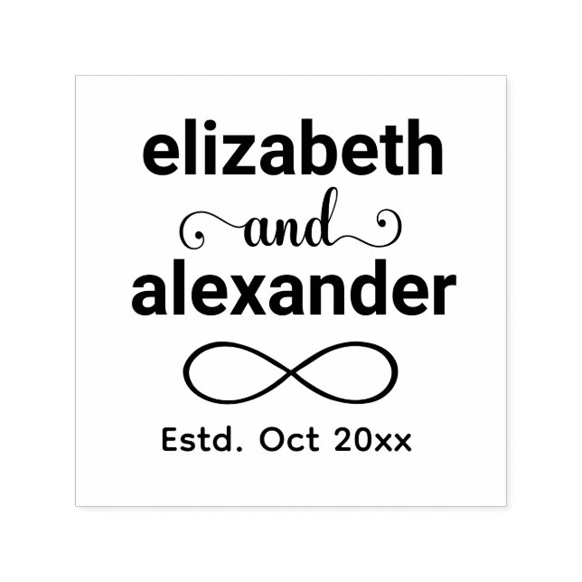 Elegant Infinity Typography Wedding Monogram Self-inking Stamp (Design)