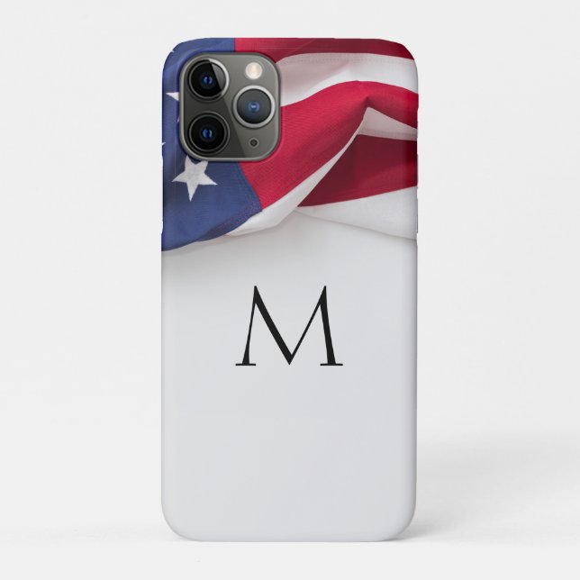 Elegant Initial American Flag Monogram Case-Mate iPhone Case (Back)