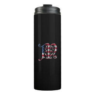Elegant Initial M American Flag Colours Monogram Thermal Tumbler