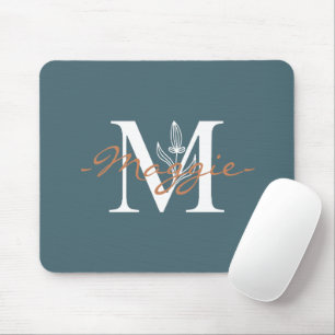 Elegant initial M Monogram Turquoise cute Mouse Mat