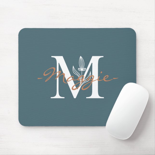 Elegant initial M Monogram Turquoise cute Mouse Mat (With Mouse)