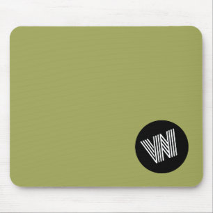 Elegant initial Minimalist green, black and white Mouse Mat