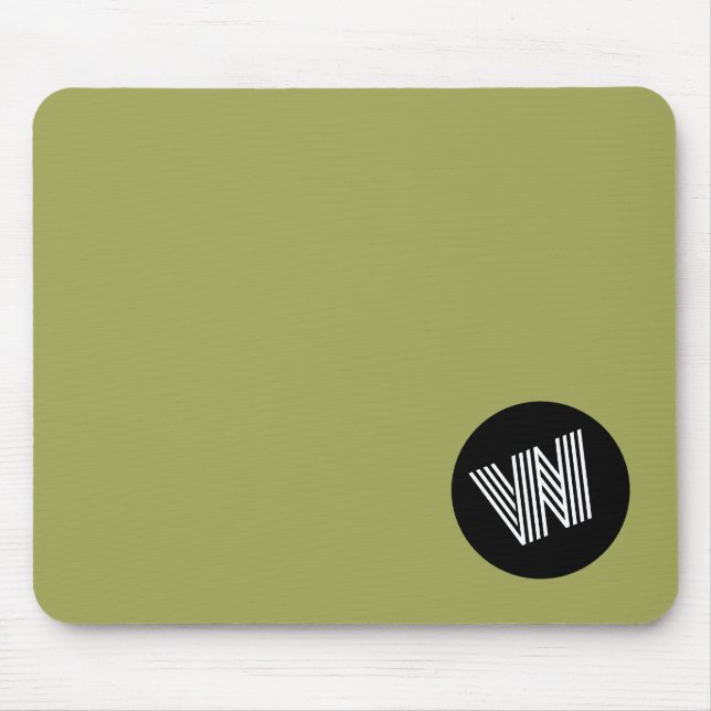 Elegant initial Minimalist green, black and white Mouse Mat (Front)