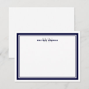 Elegant Initial Monogram Two Border Stationery Card