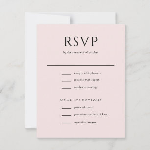 Elegant Initial Script Monogram Blush Pink Wedding RSVP Card