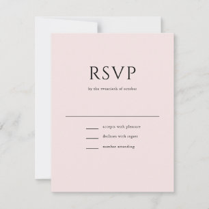Elegant Initial Script Monogram Blush Pink Wedding RSVP Card