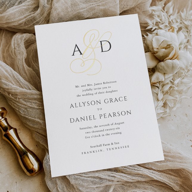 Elegant Initial Script Monogram Classic Wedding Fo (Creator Uploaded)